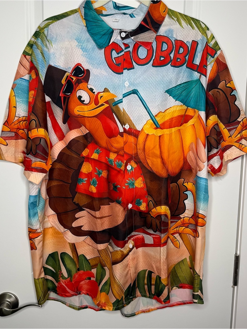 Tropical 'Gobble' Turkey Vacation Button-Up Shirt